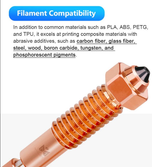 Mingda Hardened Steele Nozzle - MD600 & MD1000 - Fillament Compatibility